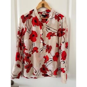 J. Crew | Silk tunic in ivory poppy floral print Sz S